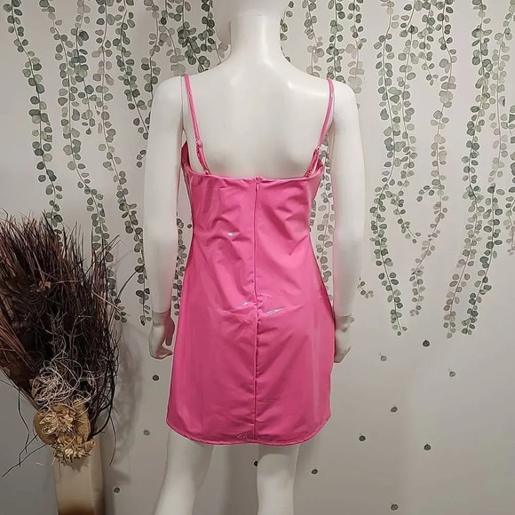 NWOT Naked Wardrobe Pink Vinyl Mini Dress Sz XL - Picture 7 of 10
